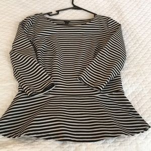 Ann Taylor Striped Peplum Blouse - M